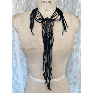 Unisex Handmade Alligator Foot and Leather Fringe Talisman Necklace OOAK